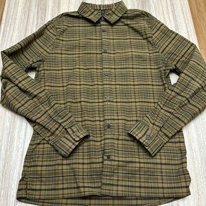 Lululemon Men's Flannel Shirt Button Up Long Sleeve Brown Plaid size large